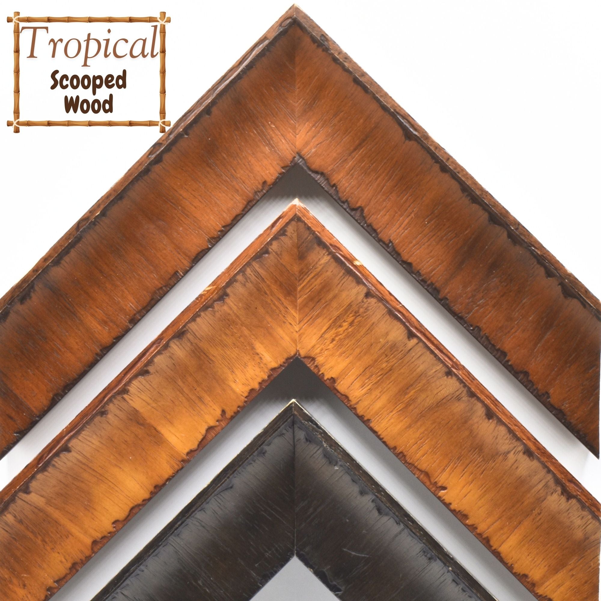 Rustic Rural Tropical Frame Tropical Scooped Wood Custom Picture Frame - Gray – The Modern Wall
